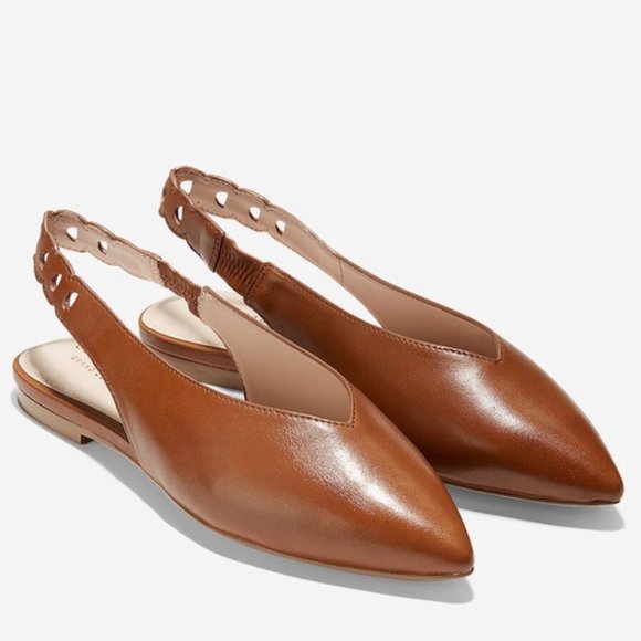Cole Haan Shoes - Cole Haan Slingback Pointed Toe Leather Flats 8